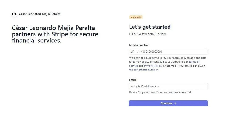 open stripe account creation step two open stripe account creation step two