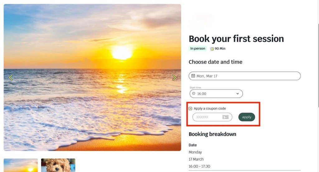 applying a coupon code in a local platform