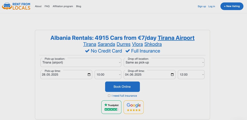 rent from local car sharing marketplace