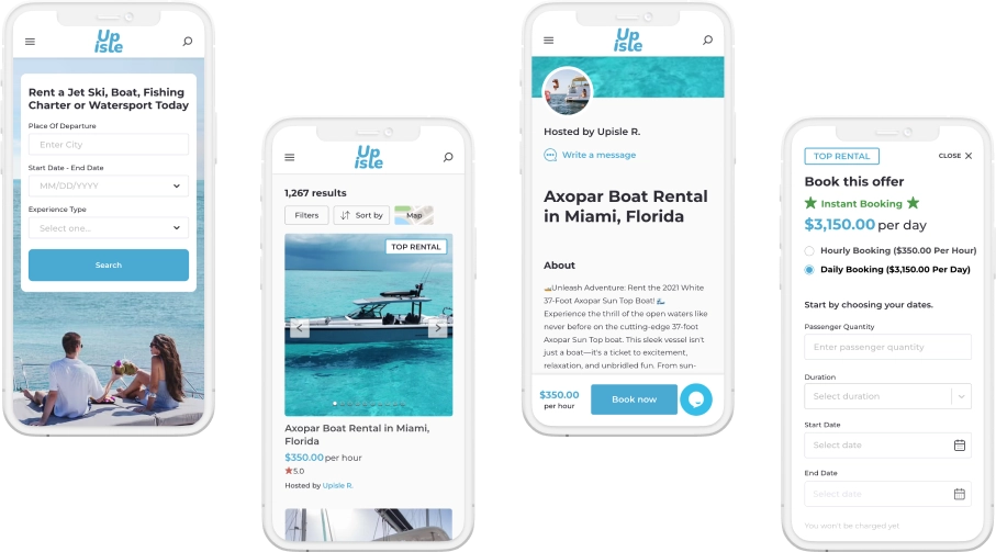 Upisle watercraft rental platform