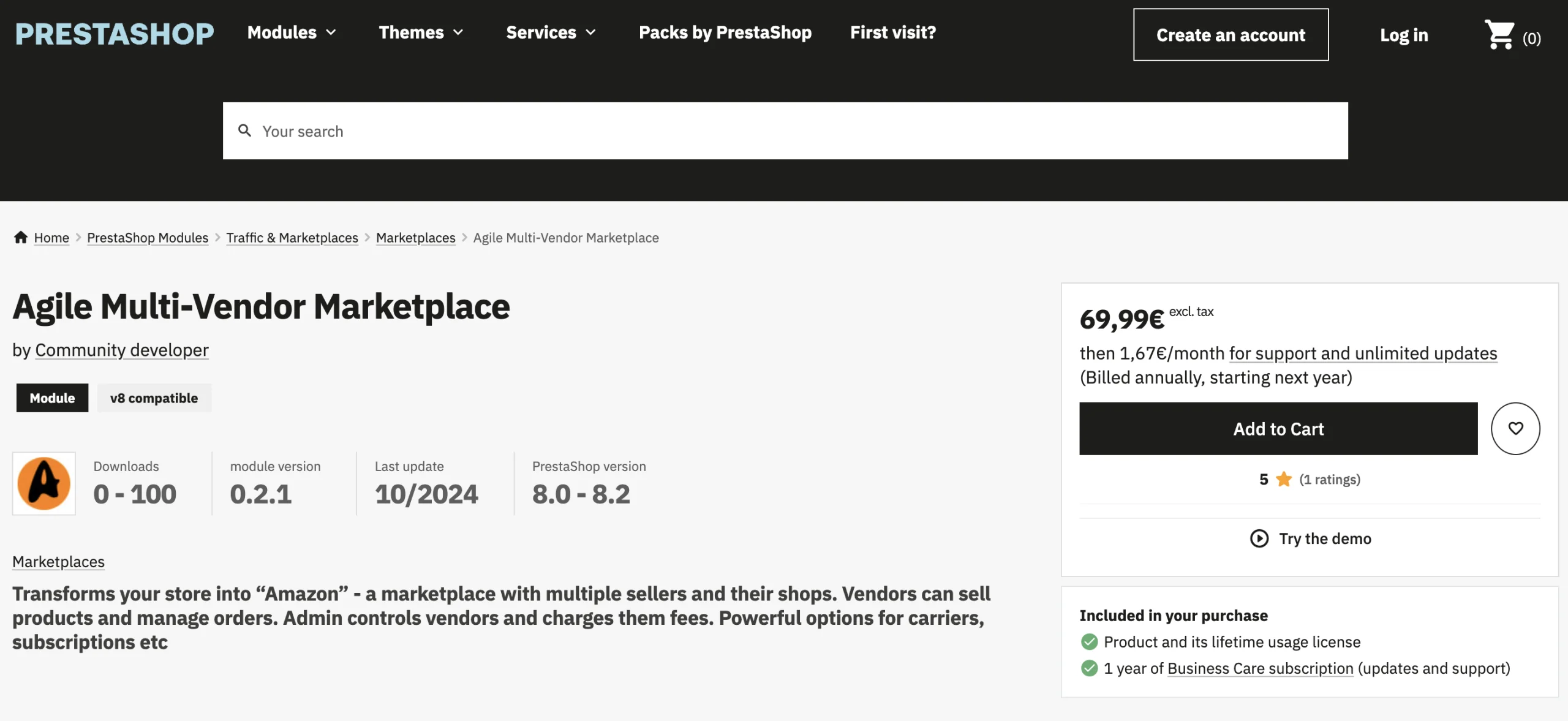 prestashop with agile multiple seller