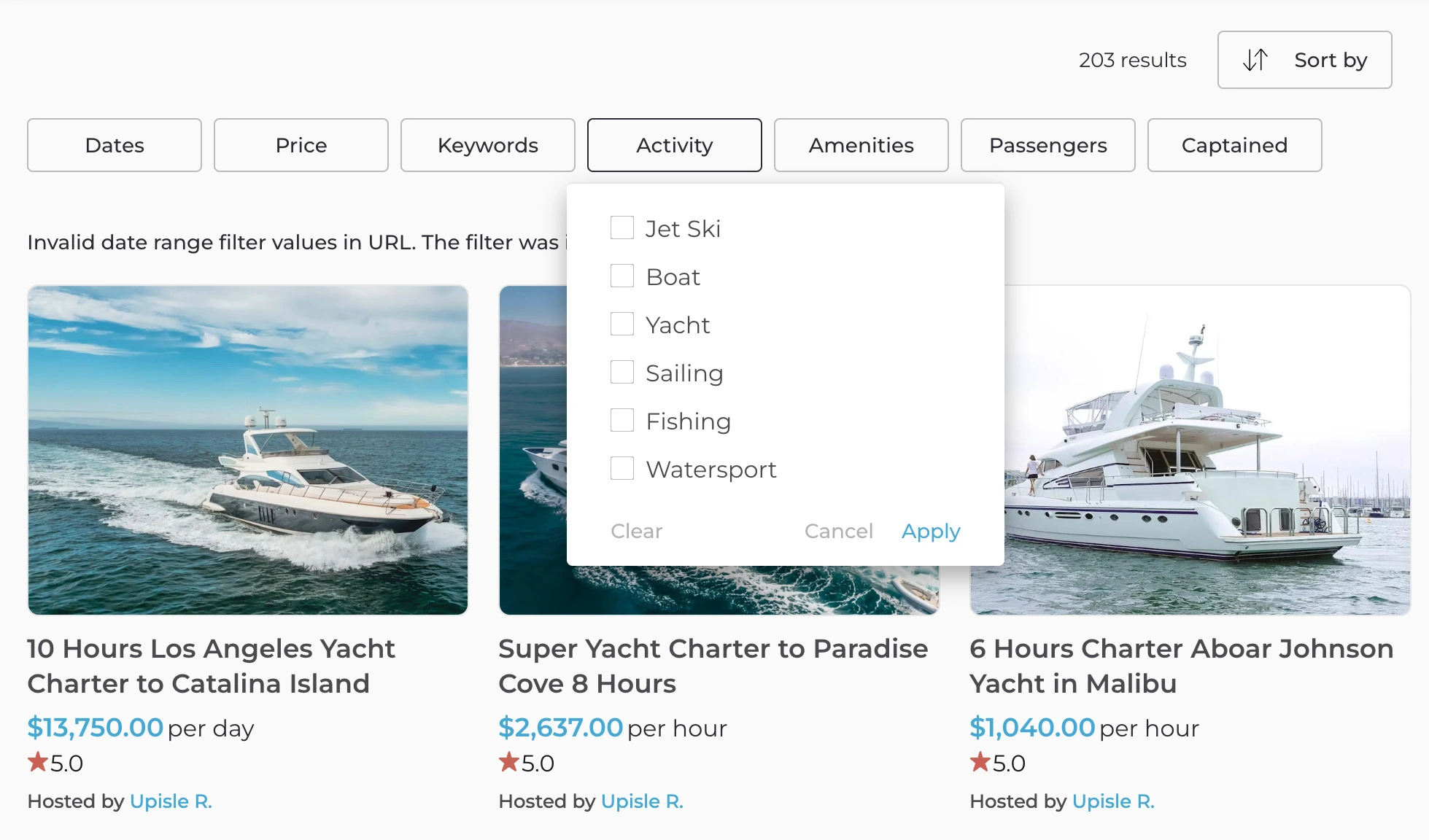 upisle different types of watercraft