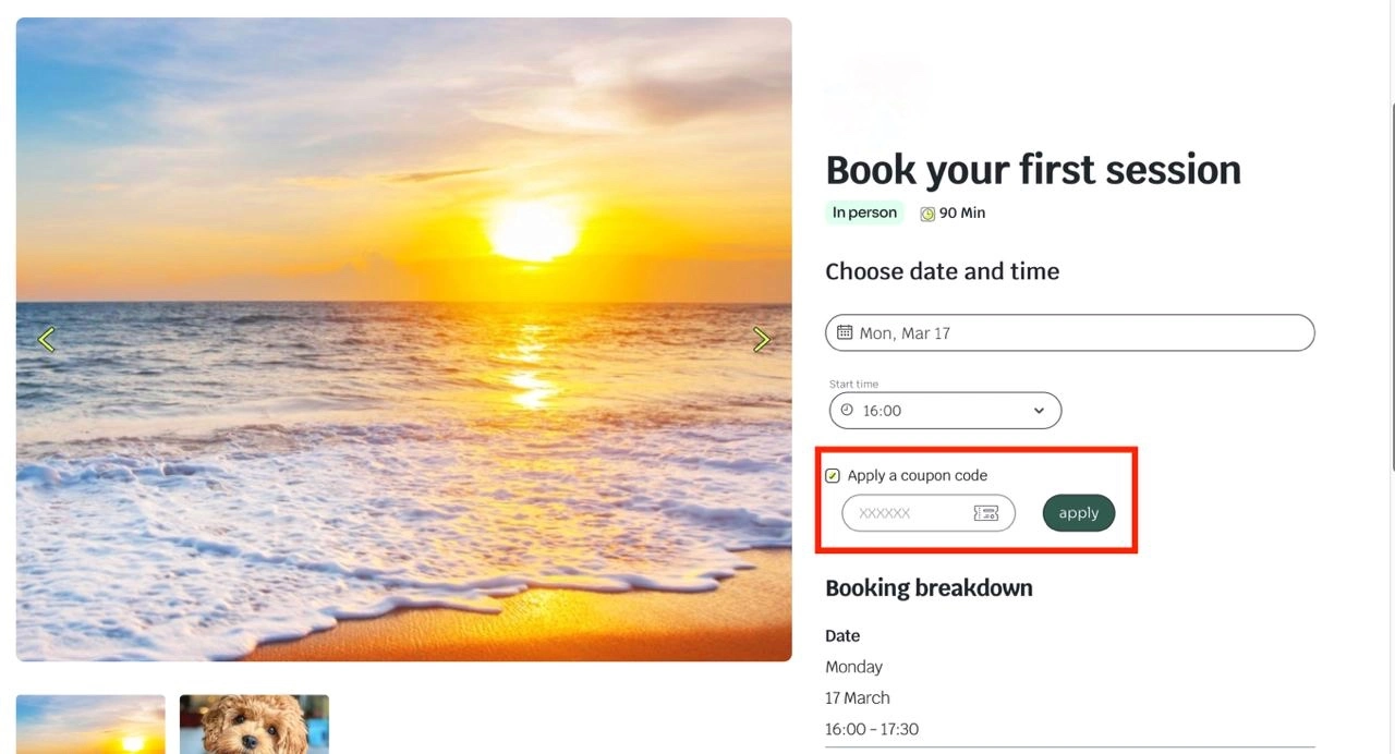 applying a coupon code in a local platform