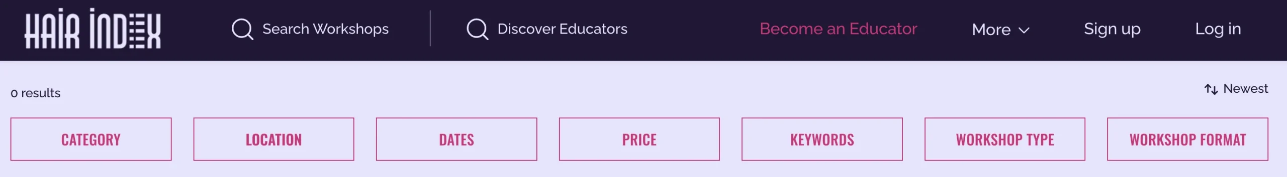 hair index filter search