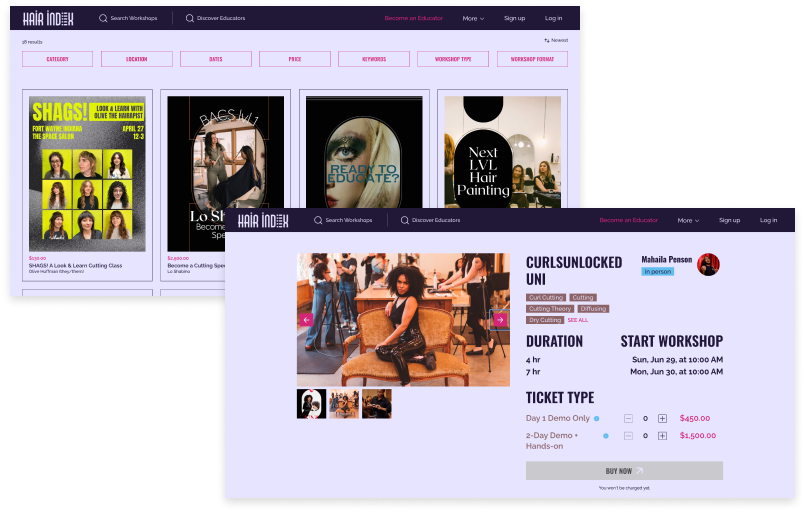 Hair Index platform for hair stylists