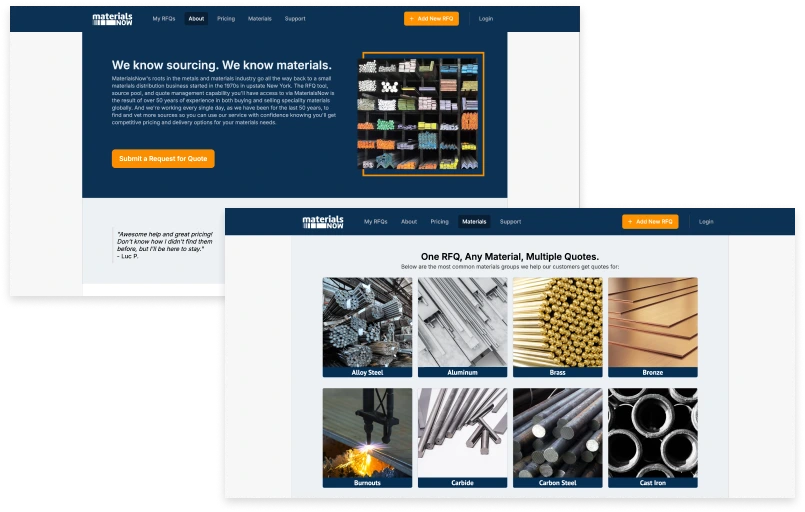 MaterialsNow Sourcing and Distributing Platform