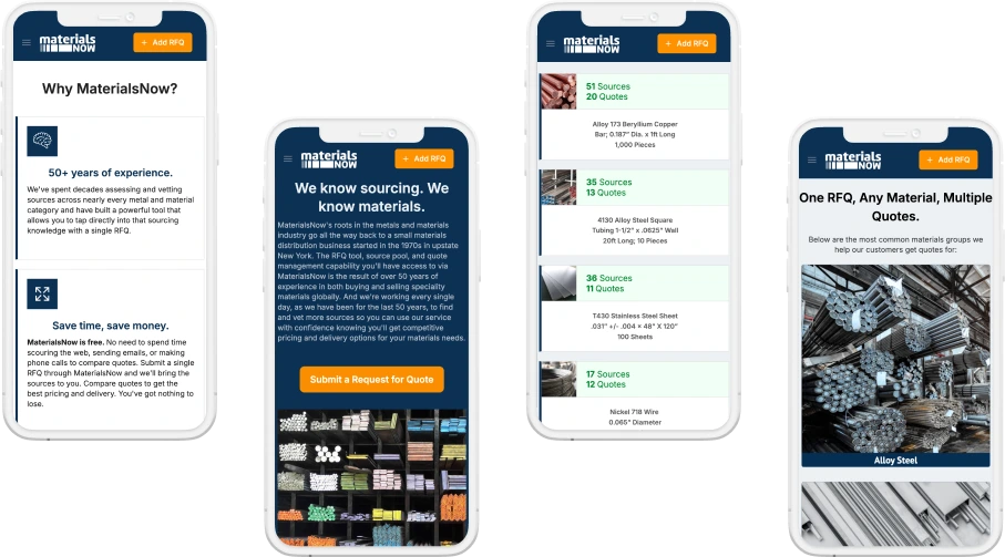 MaterialsNow Sourcing and Distributing Platform