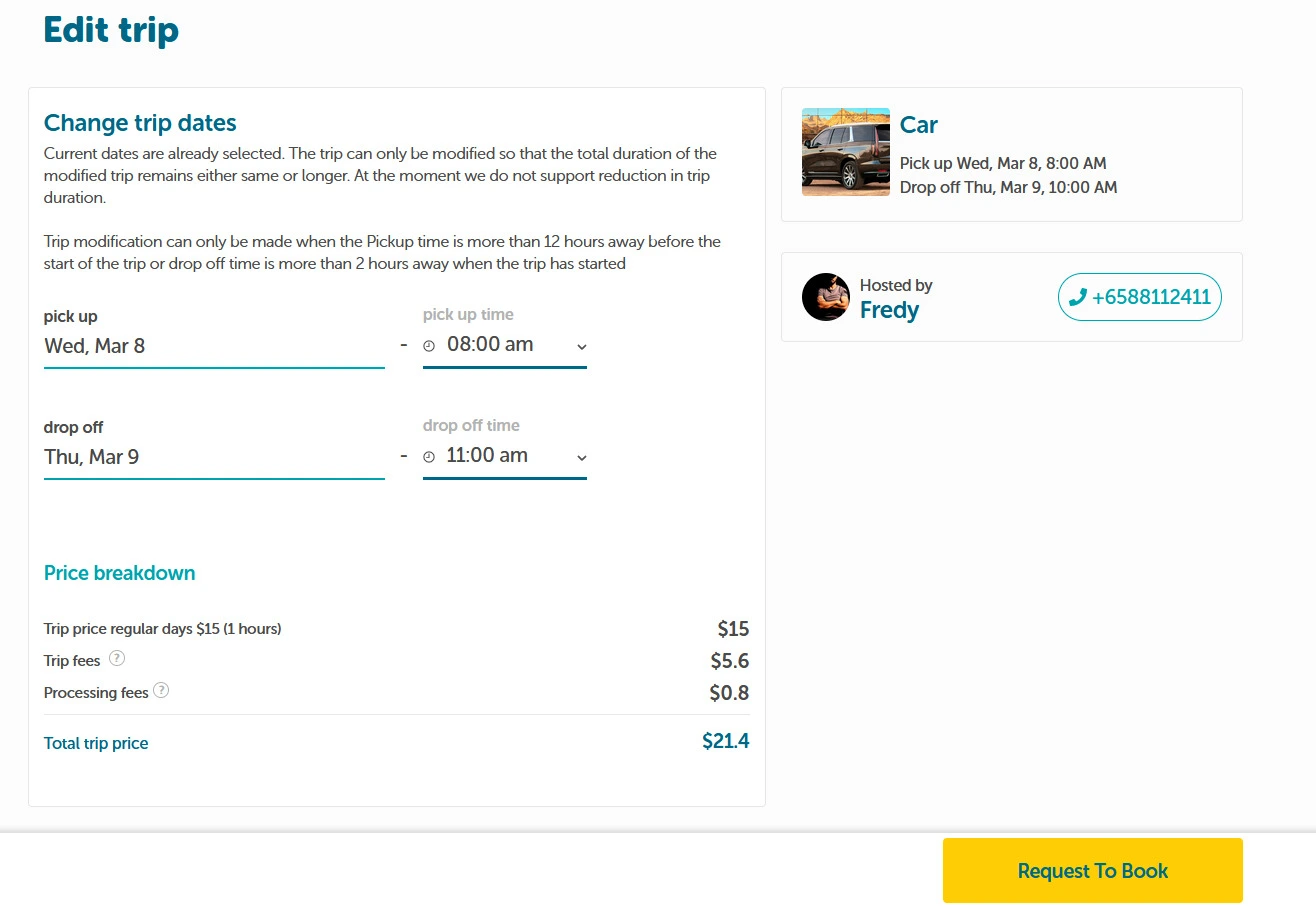 flexible booking management in a car rental booking system