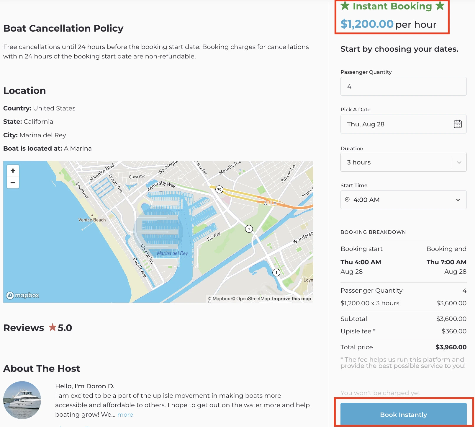 upisle instant booking