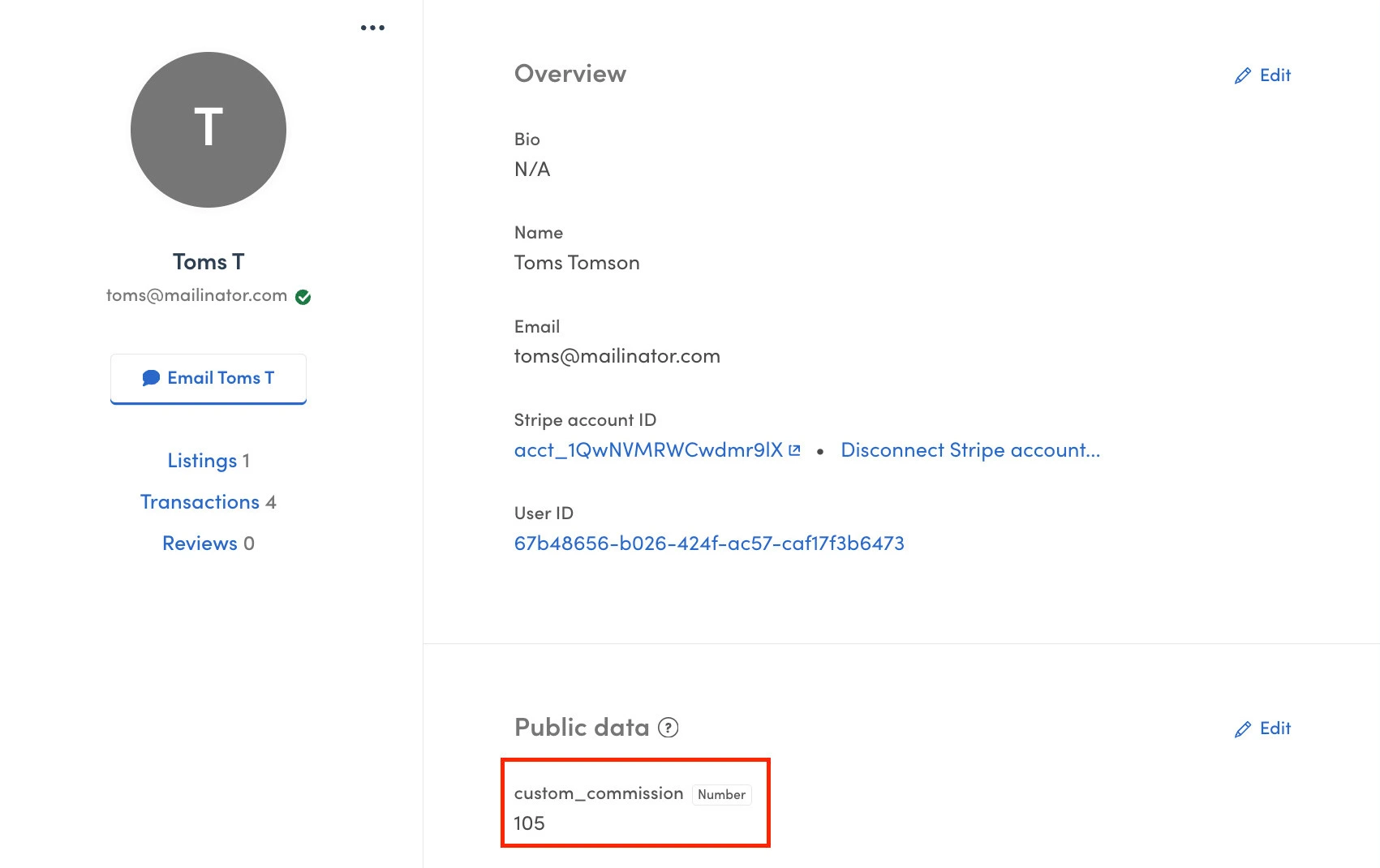 example of implemented custom commission