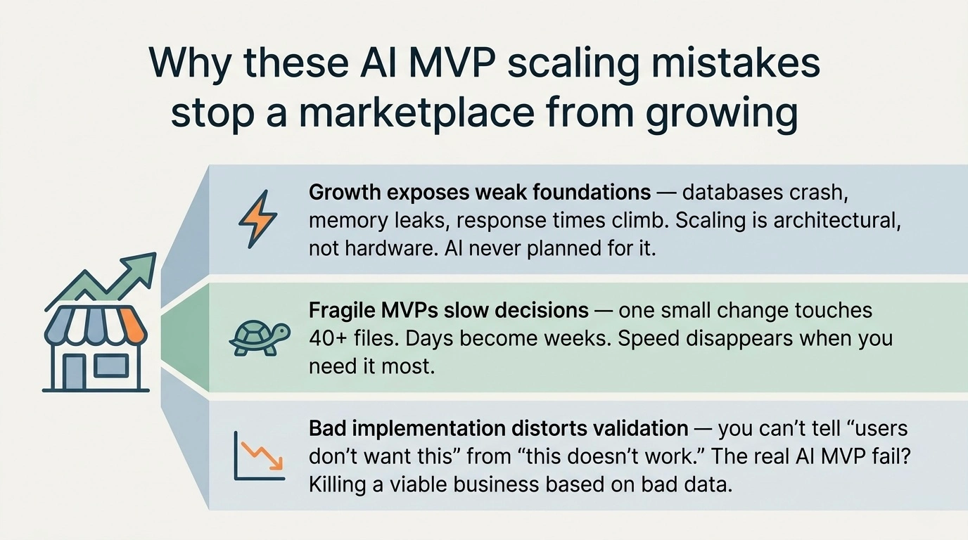 ai mvp scaling mistakes stop a marketplace from growing