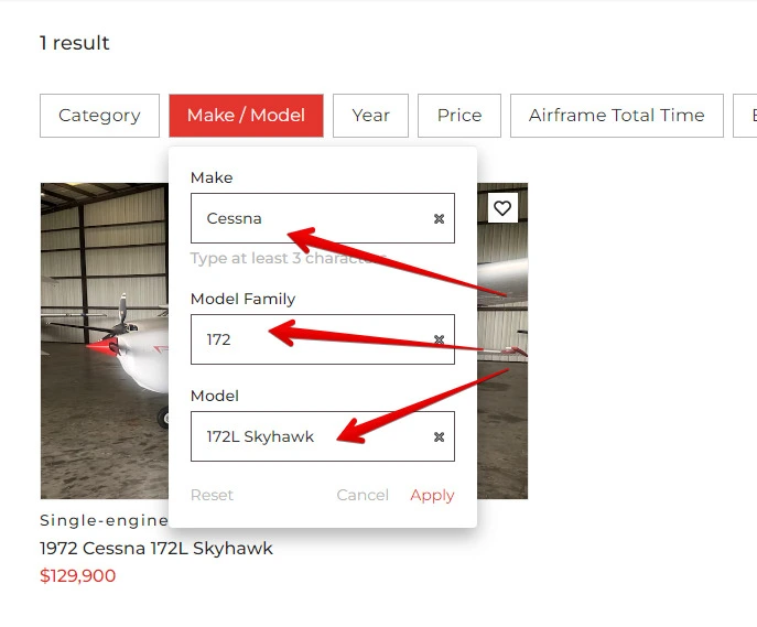 advanced search filters in action