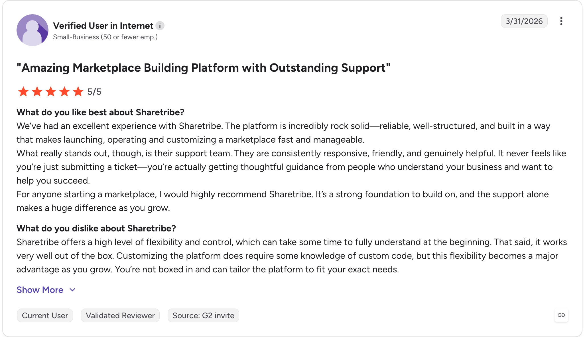 managed infrastructure sharetribe review