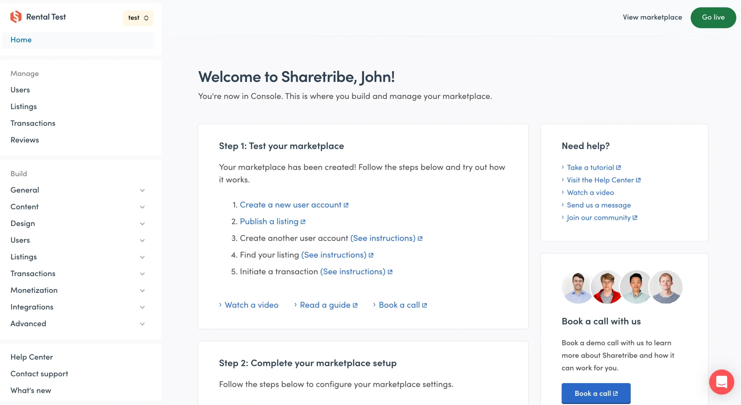 sharetribe admin interface
