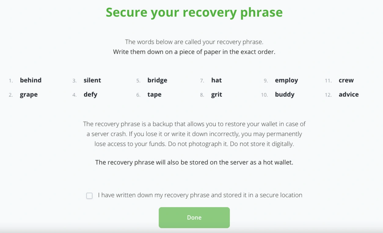 provider creates on chain wallet