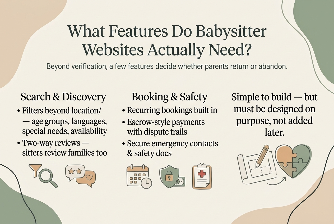 features for a nanny marketplace