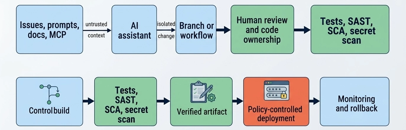 ai code change pipeline with security gates