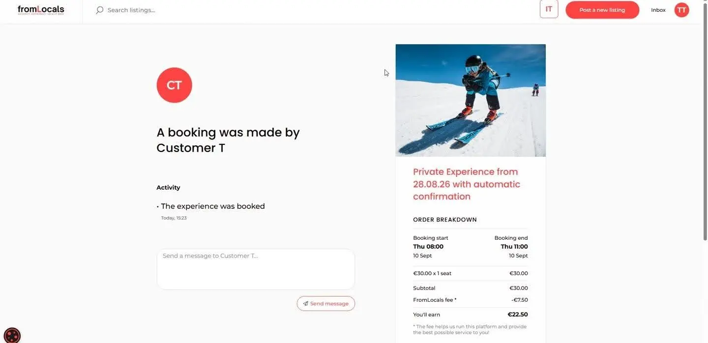 provider automatic booking notification view
