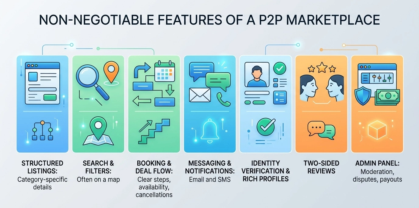 must have features for a p2p marketplace