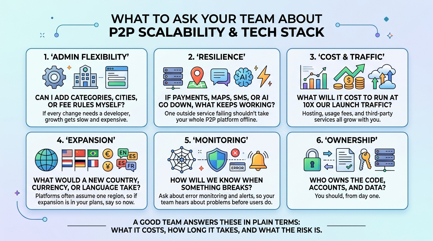 what to ask about p2p scalability and tech stack